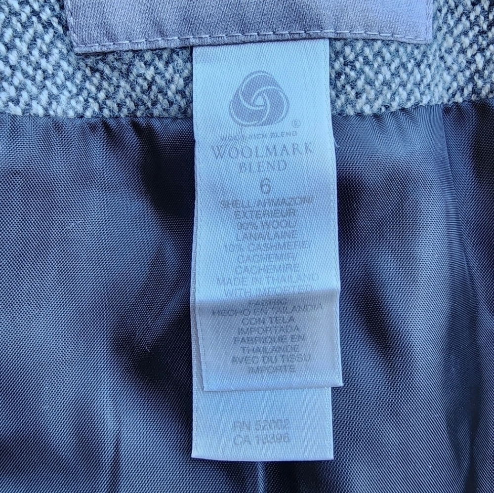 Liz Claiborne Chunky Tweed Gray Wool Cashmere Blazer Woolmark Military Sz 6 - Picture 12 of 13
